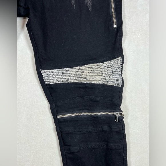AMIRI 36W 30L Mx2 Bandana Knee Black Denim Jeans Distressed Authentic Denim C25 - Picture 3 of 14